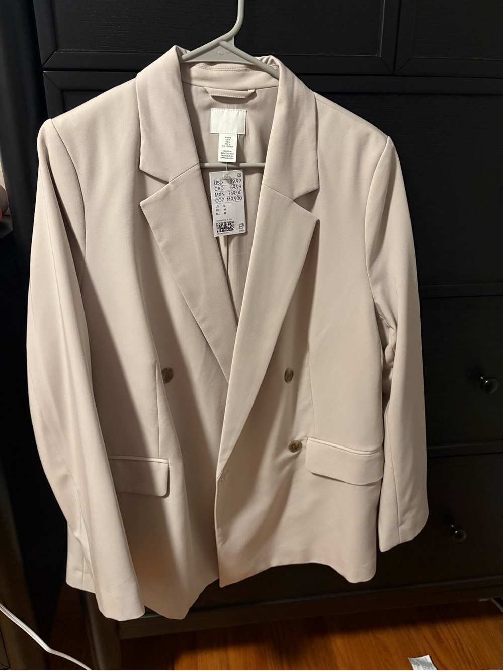H&M Double-Breasted Blazer in Light Beige